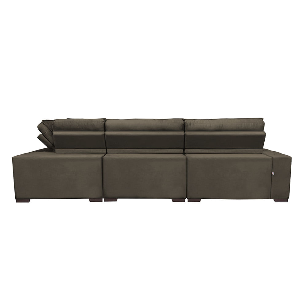 Sofa de Canto Retrátil e Reclinável com Molas Agnus 3,85X2,64 ou 2,64X3,85 Suede Velupluma Café - Imagem 6