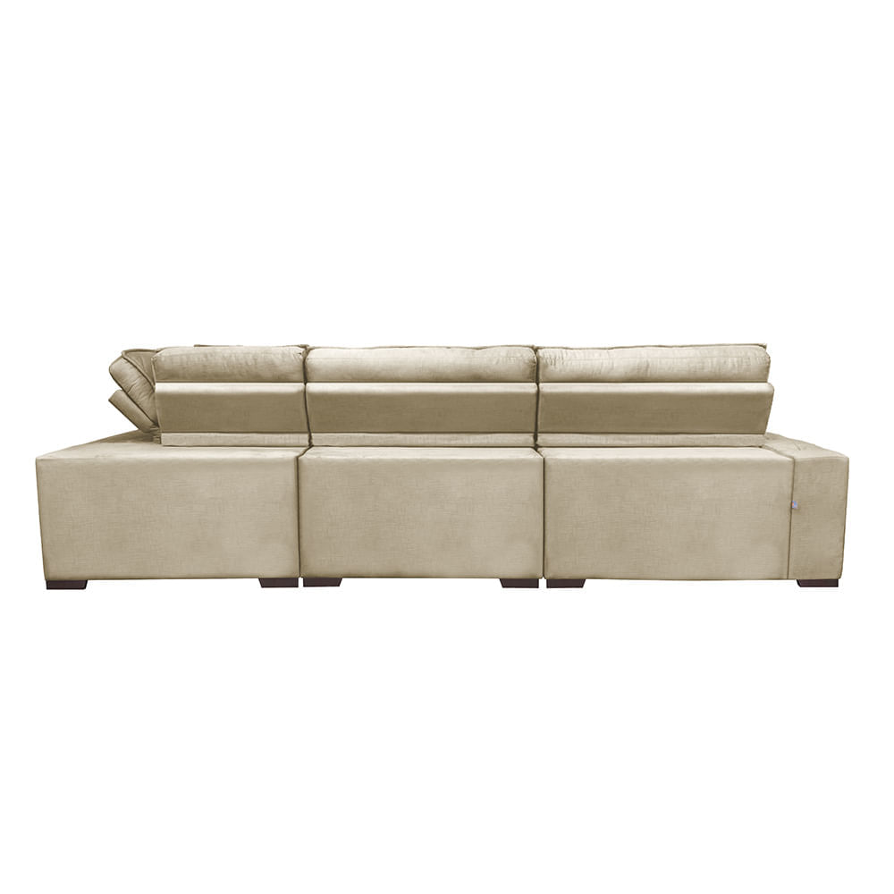 Sofa de Canto Retrátil e Reclinável com Molas Agnus 3,85X2,64 ou 2,64X3,85 Suede Velupluma Bege - Imagem 6