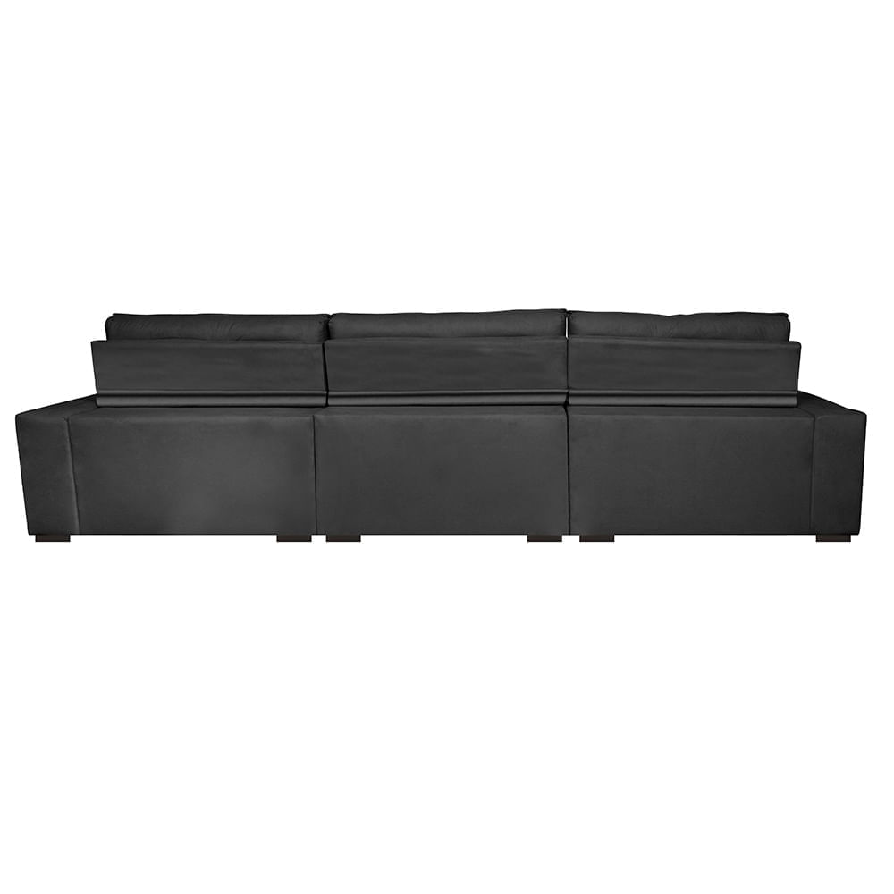 Sofá Retrátil e Reclinável 3,22m Agnus com Molas no Assento Velupluma Preto - Imagem 6