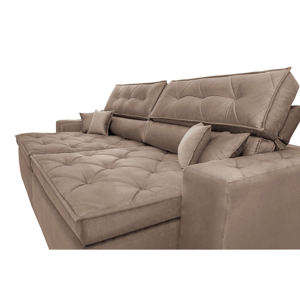 Sofá Retrátil e Reclinável 3,02m Agnus com Molas no Assento Velupluma Castor - Imagem 4