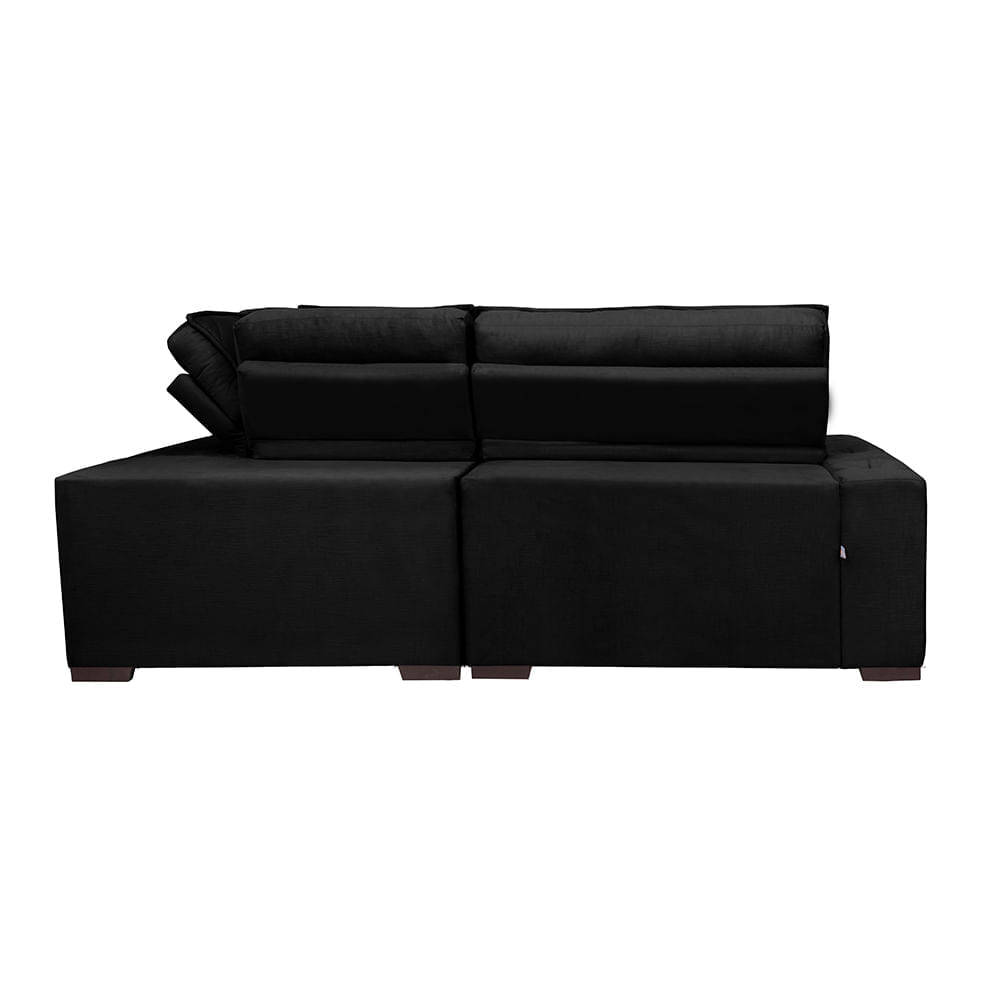 Sofa de Canto Retrátil e Reclinável com Molas Agnus 2,60m x 2,60m Suede Velupluma Preto - Imagem 6