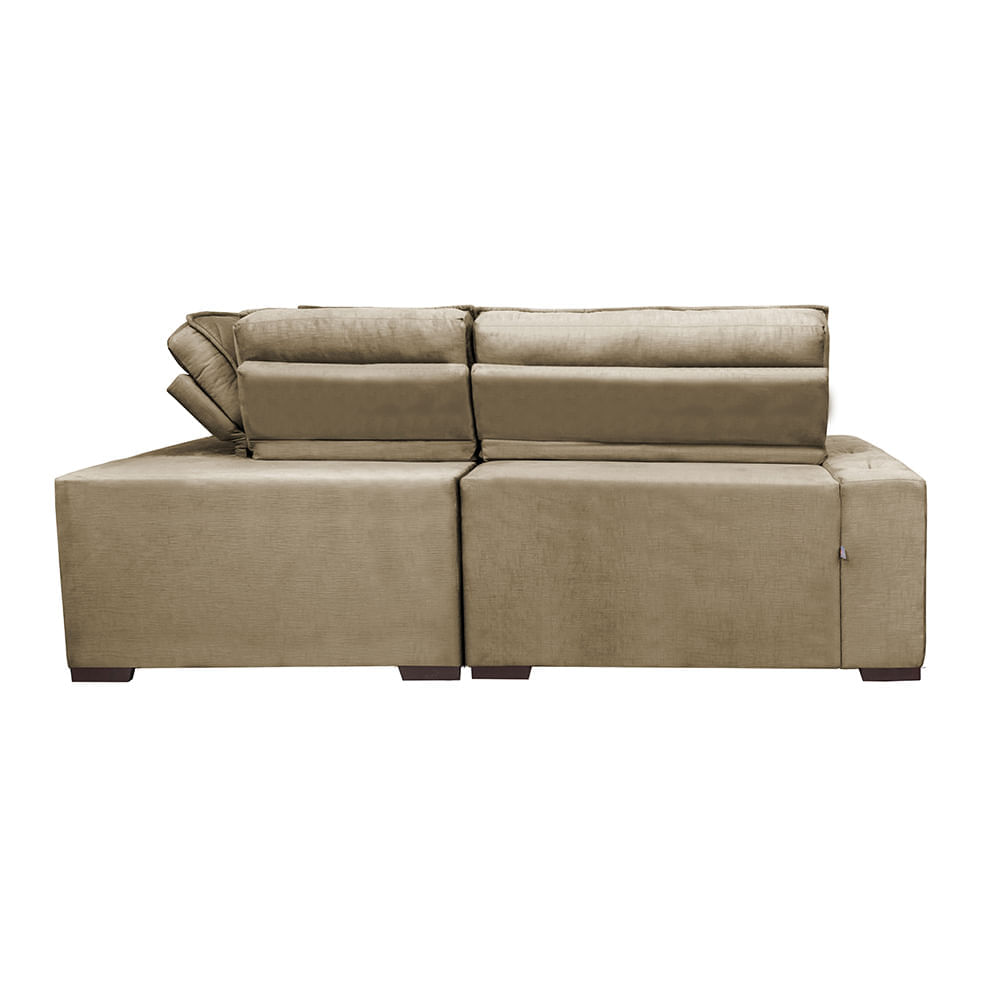 Sofa de Canto Retrátil e Reclinável com Molas Agnus 2,50m x 2,50m Suede Velupluma Castor - Imagem 6