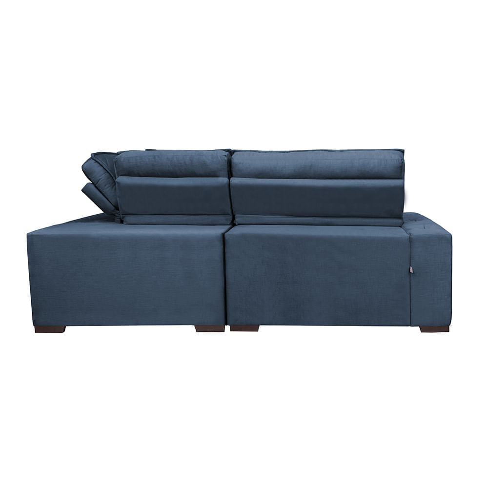 Sofa de Canto Retrátil e Reclinável com Molas Agnus 2,60m x 2,60m Suede Velupluma Azul - Imagem 6