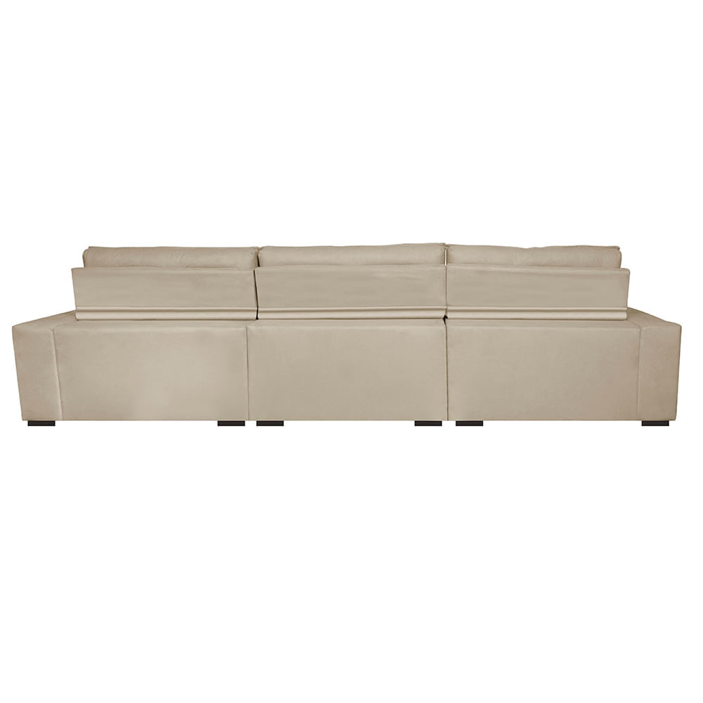 Sofá Retrátil e Reclinável 3,82m Agnus com Molas no Assento Suede Velupluma Bege - Imagem 6