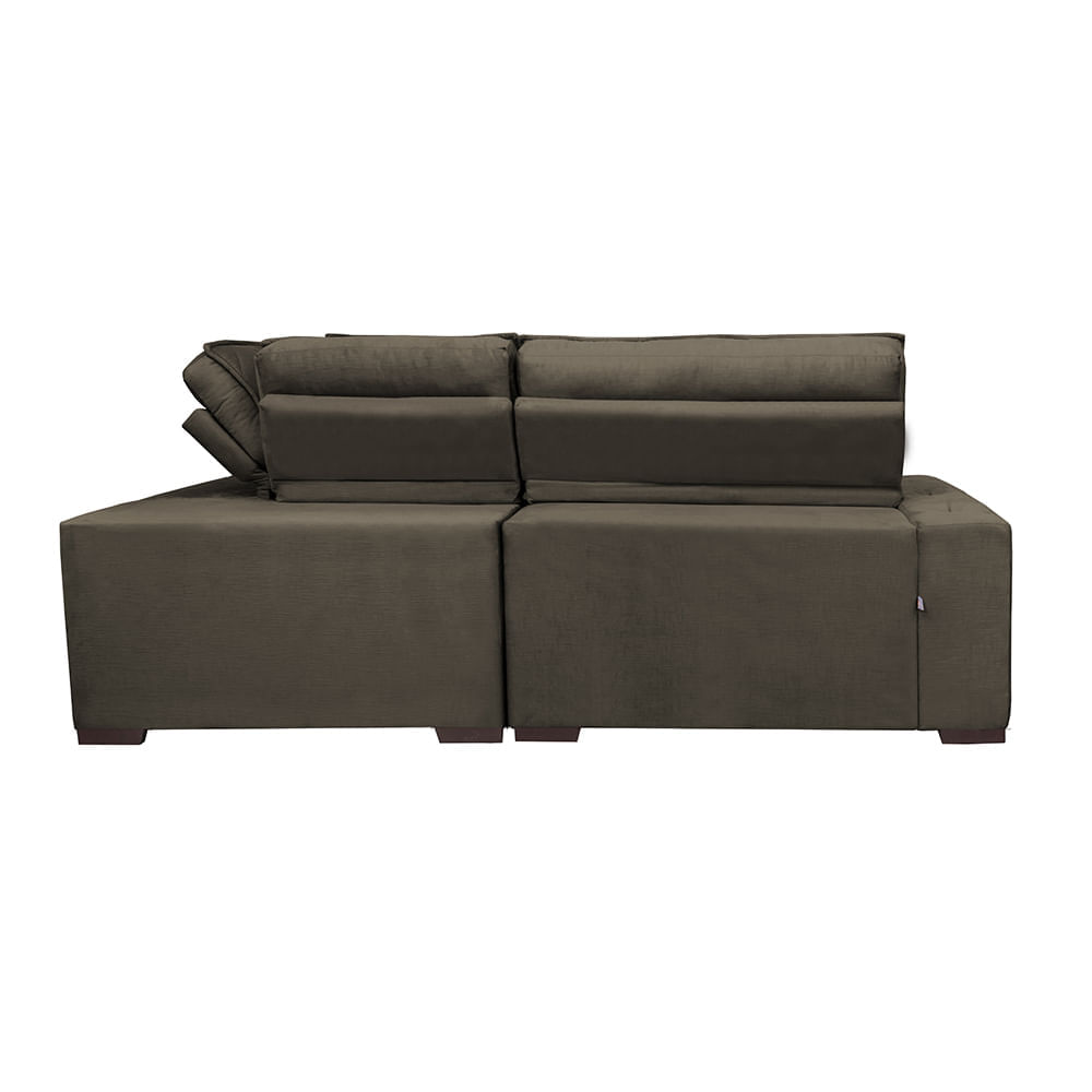 Sofa de Canto Retrátil e Reclinável com Molas Agnus 2,70m x 2,70m Suede Velupluma Café - Imagem 6
