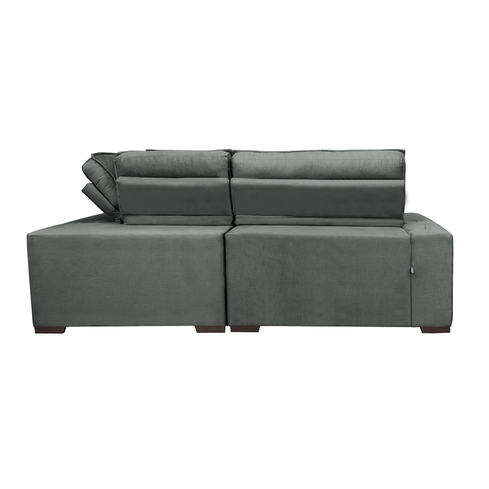 Sofa de Canto Retrátil e Reclinável com Molas Agnus 2,70m x 2,70m Suede Velupluma Cinza - Imagem 6