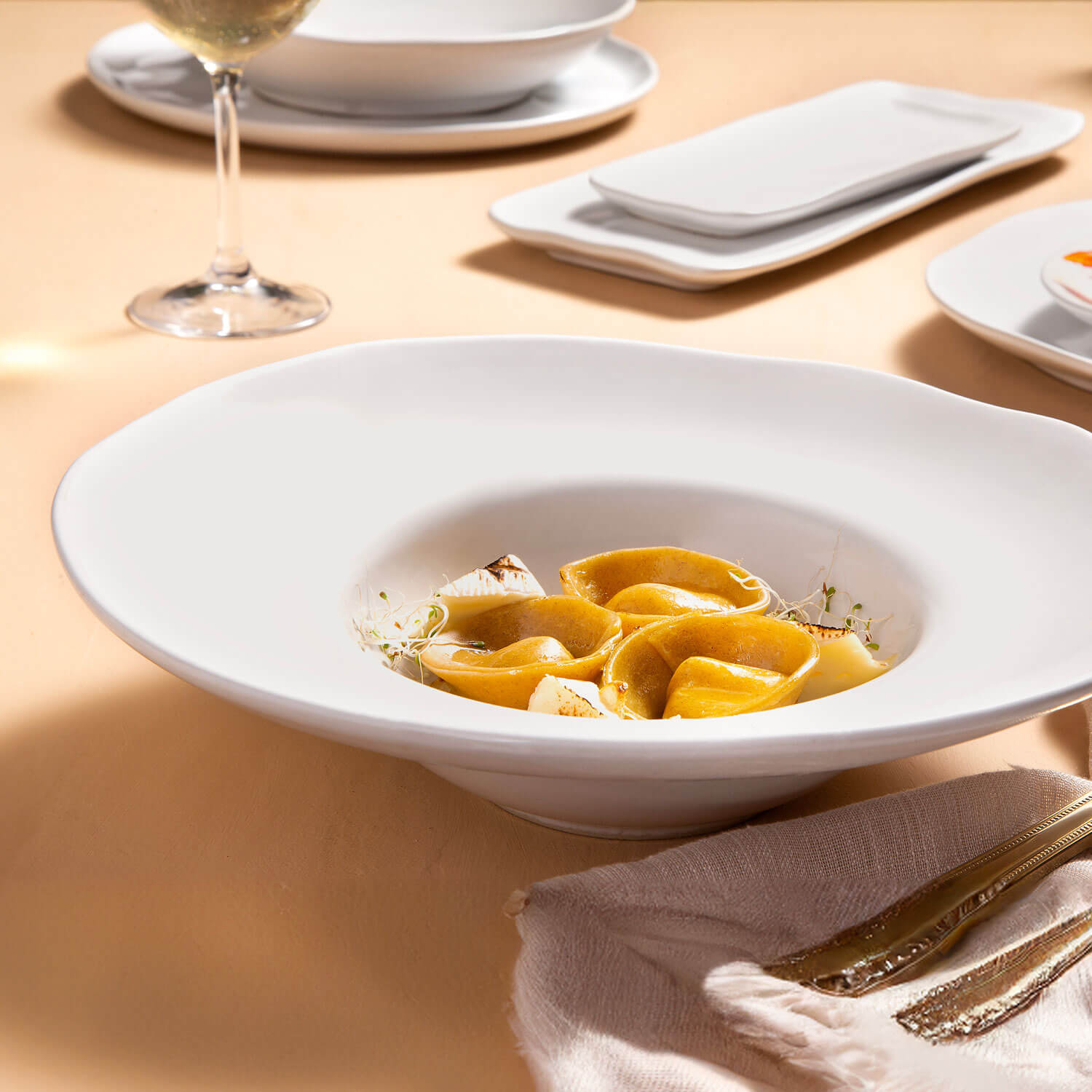 Conjunto com 4 Pratos de Massa Orgânico New White Ø28x6,5cm 450ml - Imagem 3