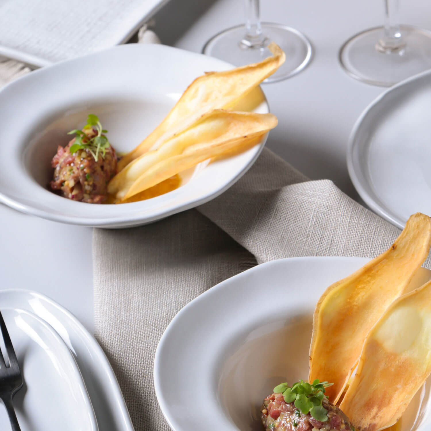 Conjunto com 4 Pratos de Entrada/Sobremesa Orgânico New White 19x5,5cm 250ml - Imagem 4