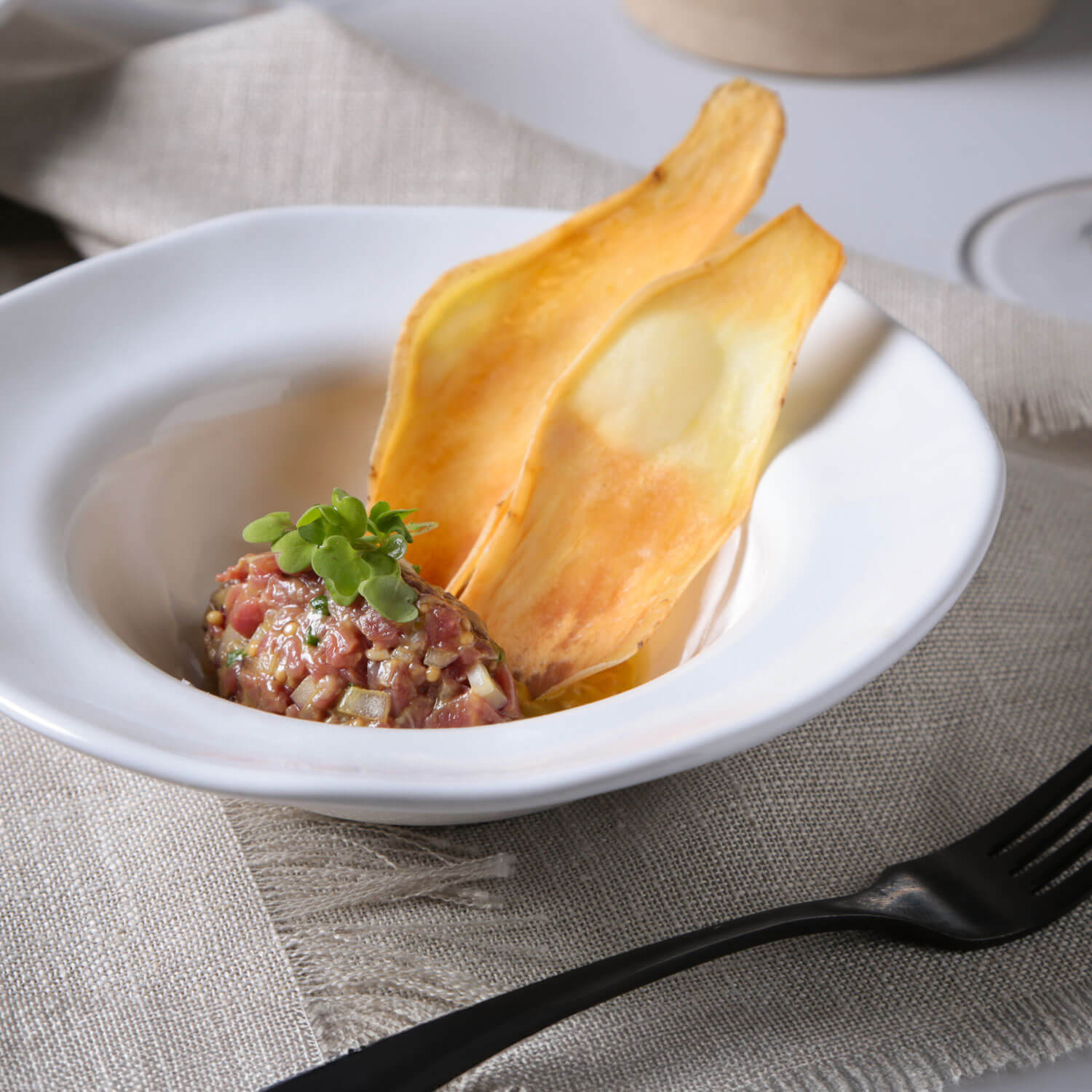 Conjunto com 4 Pratos de Entrada/Sobremesa Orgânico New White 19x5,5cm 250ml - Imagem 2