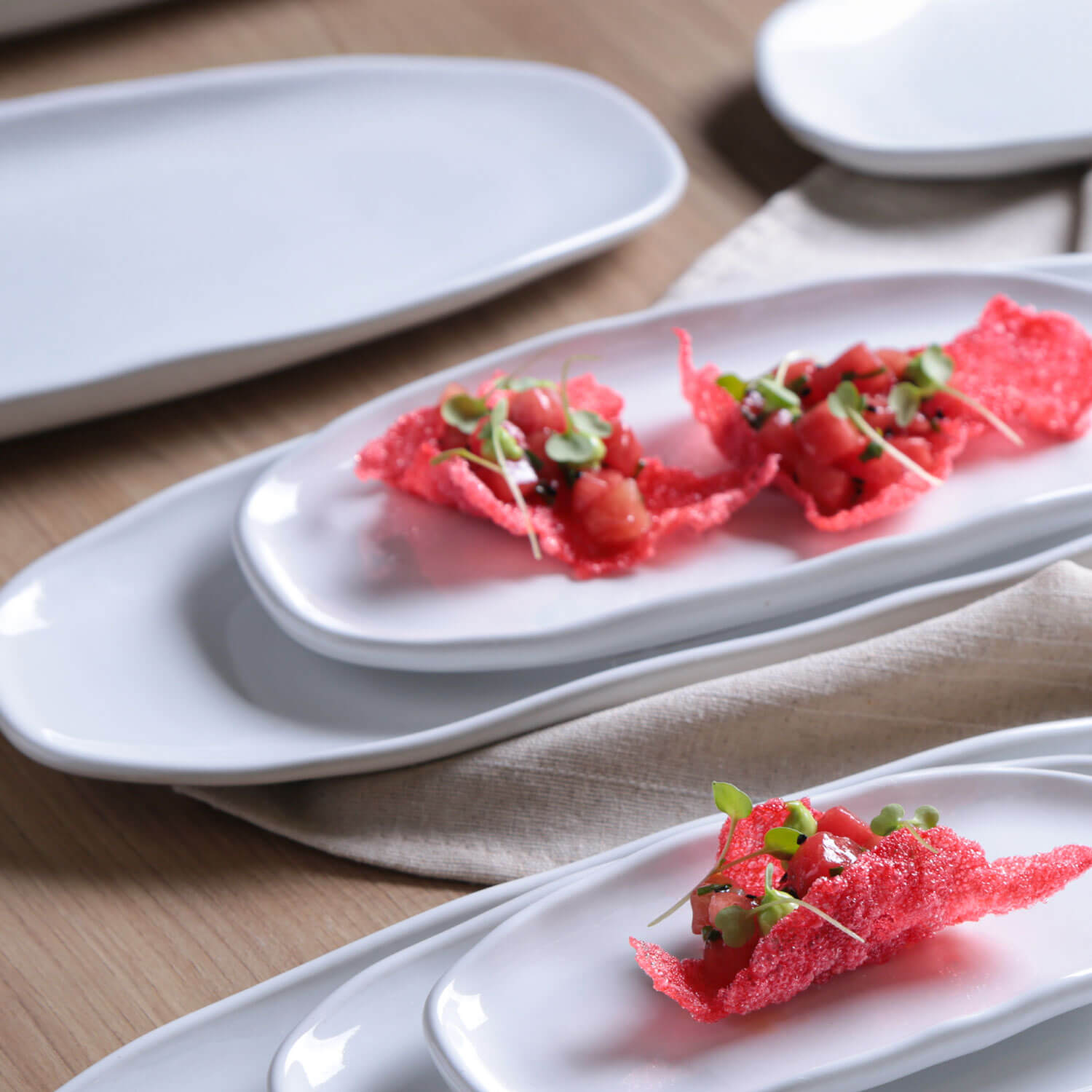 Conjunto com 4 Travessas Oval Rasa Pequena Orgânico New White 23x11cm - Imagem 3