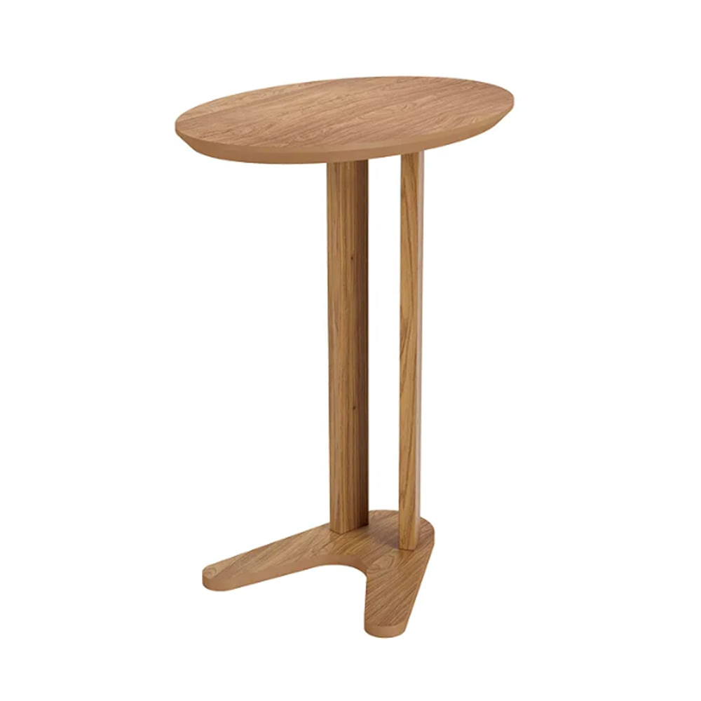 Mesa Auxiliar Lateral Oval Freijó 70cm
