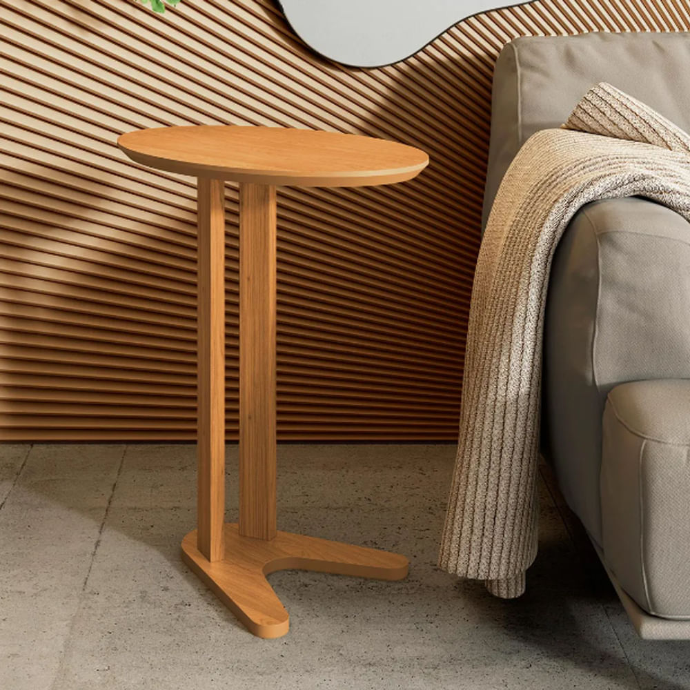 Mesa Auxiliar Lateral Oval Freijó 70cm - Imagem 2