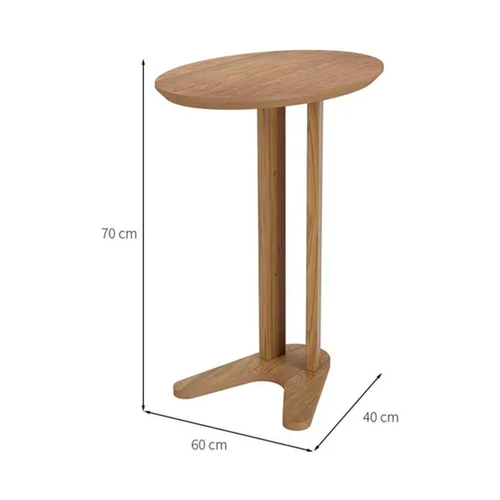 Mesa Auxiliar Lateral Oval Freijó 70cm - Imagem 3