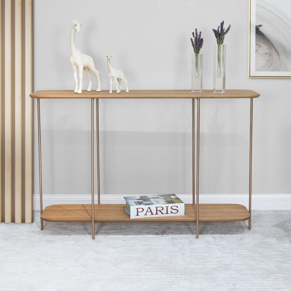 Aparador Lógica em Cinamomo Amêndoa e Metal Cobre 1,20m - Imagem 2