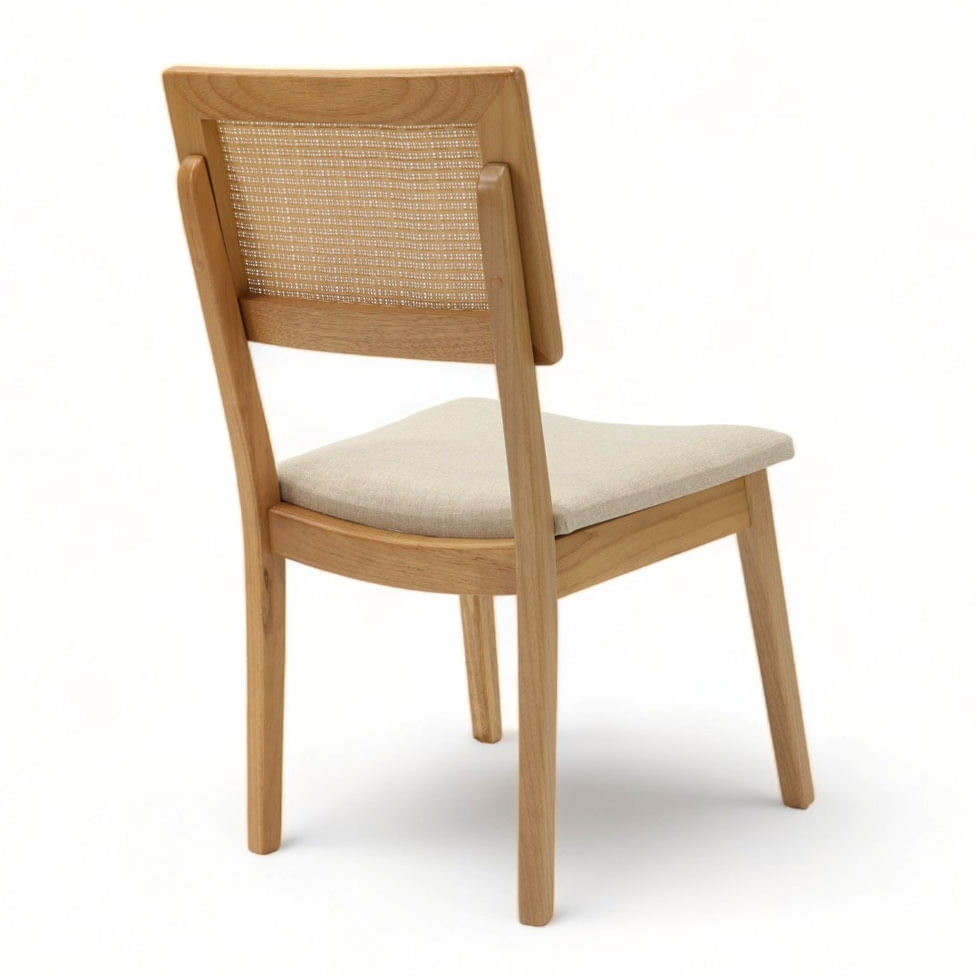 Cadeira Clara com Tela Sextavada e Assento em Linho Off White - Imagem 2