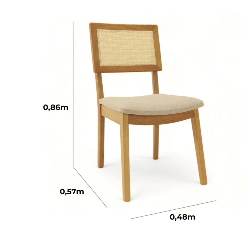 Cadeira Clara com Tela Sextavada e Assento em Linho Off White - Imagem 4