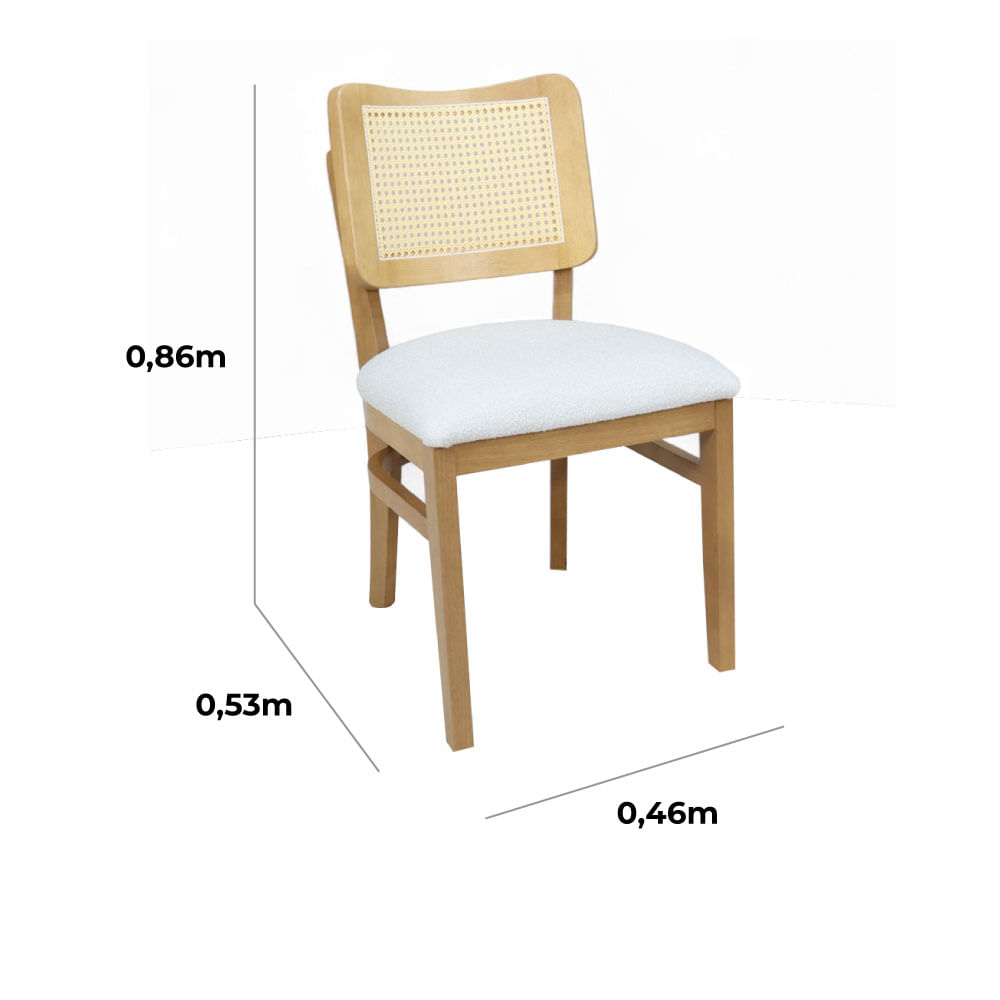 Cadeira Julia com Assento em Linho Off White e Tela Sextavada - Imagem 3