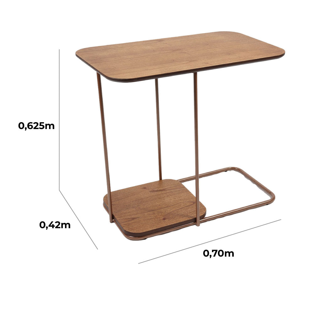 Mesa de Apoio Lógica em Cinamomo Amêndoa e Metal Cobre - Imagem 4