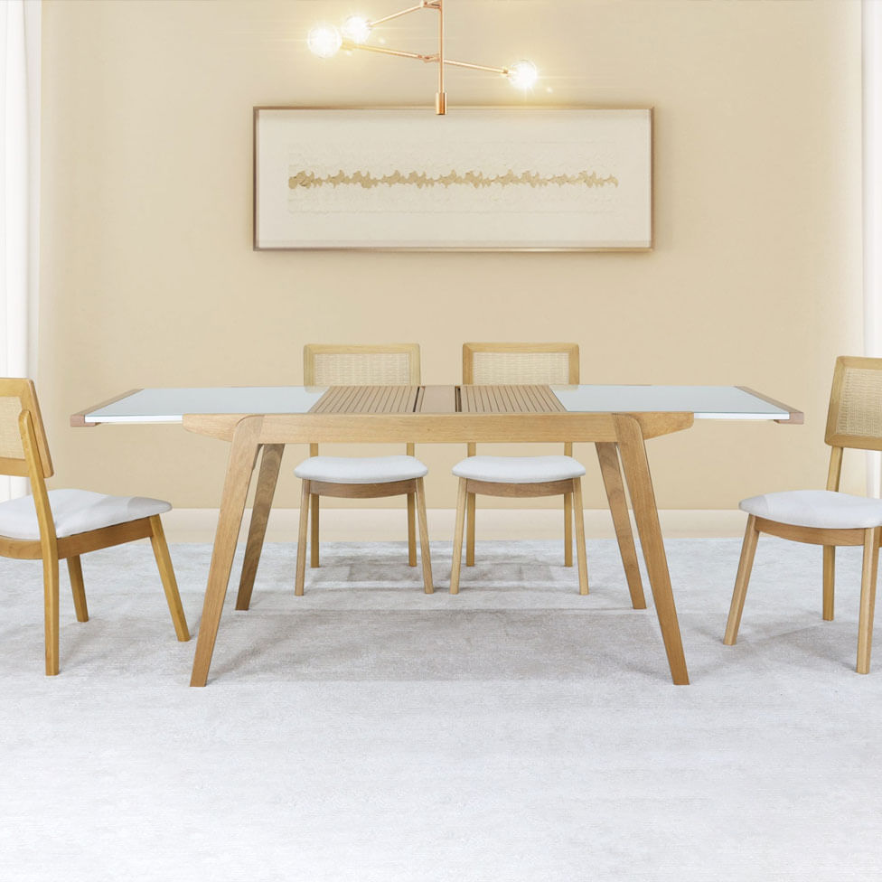Mesa de Jantar Elástica Embaú Extensiva Amêndoa e Fendi 1,40m - Imagem 2