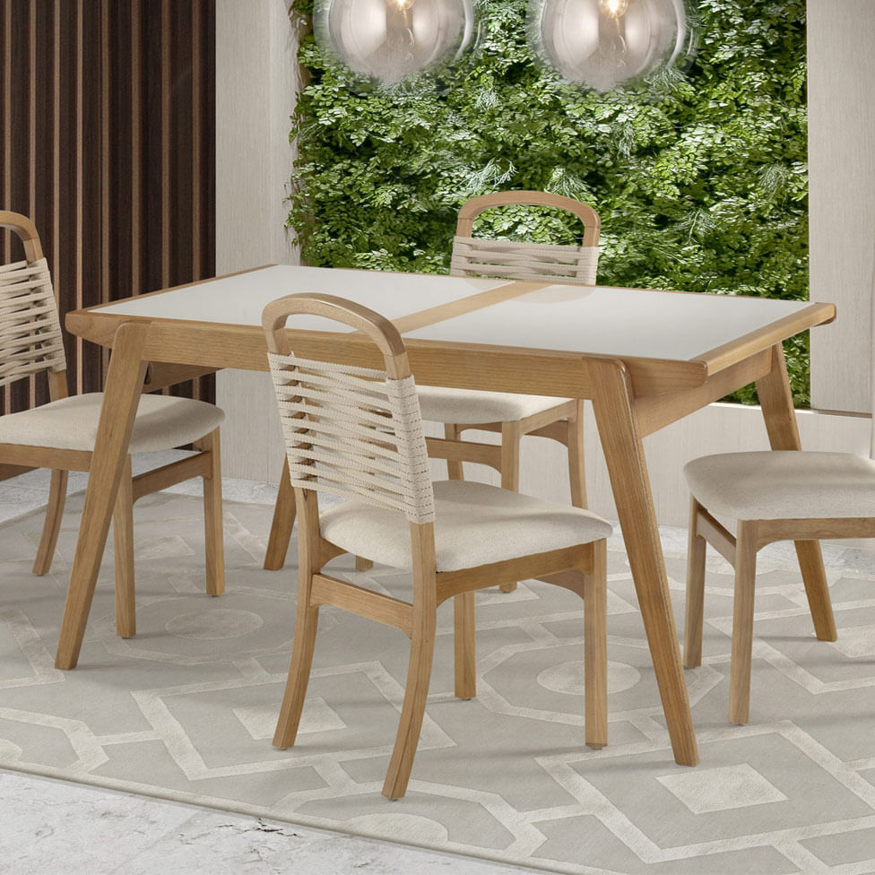 Mesa de Jantar Elástica Embaú Extensiva Amêndoa e Fendi 1,40m - Imagem 3
