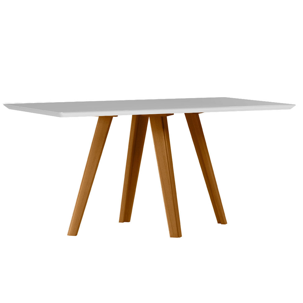 Mesa Mariah com Tampo de Vidro Off White e Base Ype 1,60x90cm