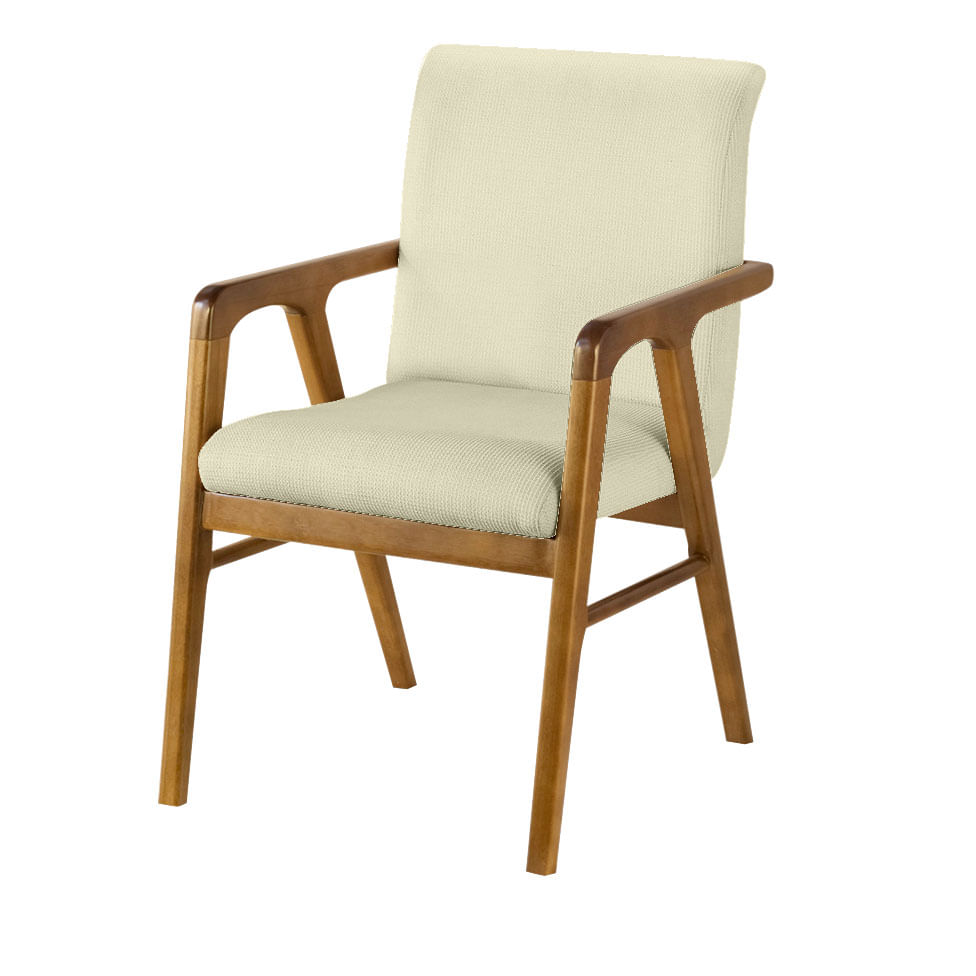 Cadeira Gramado em Linhão Bege e Base Castanho Claro