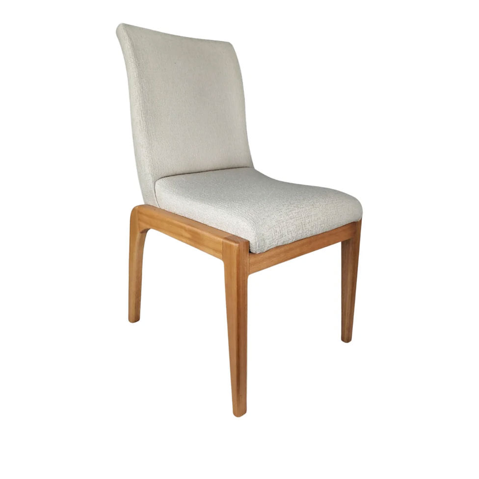 Cadeira Delta em Linhão Cinza e Base Castanho