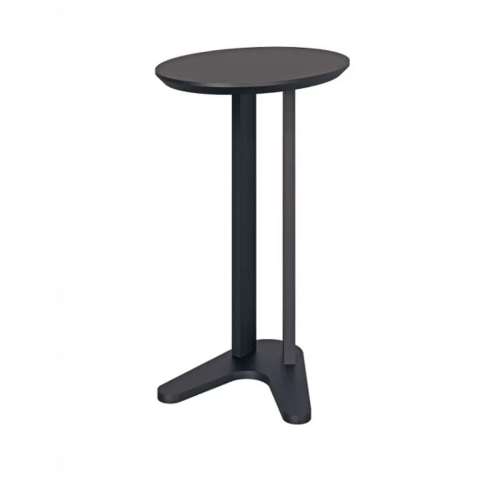 Mesa Auxiliar Lateral Oval Preto Fosco 60cm