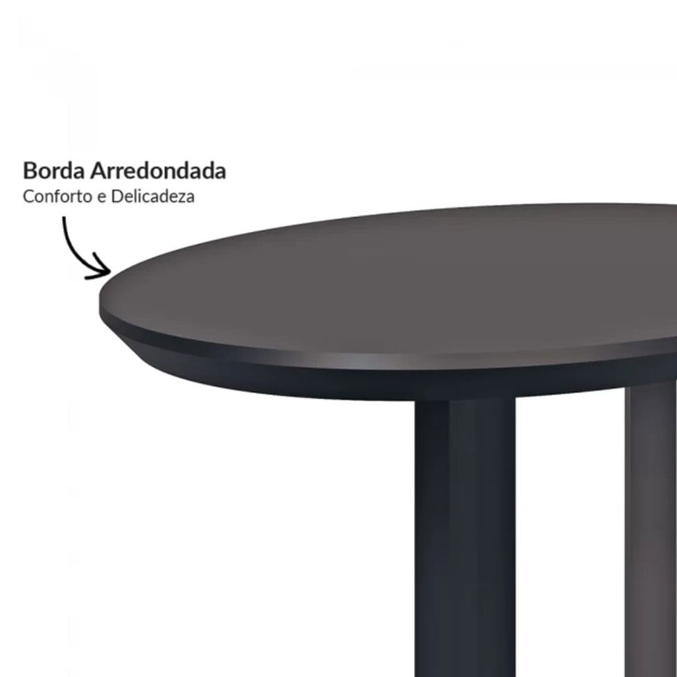 Mesa Auxiliar Lateral Oval Preto Fosco 60cm - Imagem 2