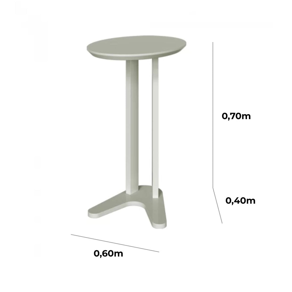 Mesa Auxiliar Lateral Oval Off White 60cm - Imagem 4