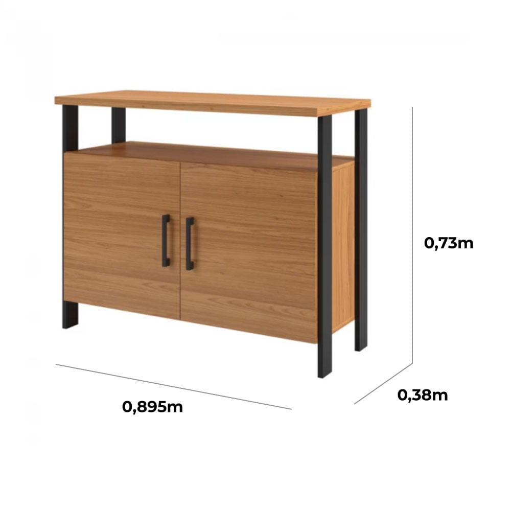 Balcão Industrial com 2 Portas Freijó e Preto - Imagem 6