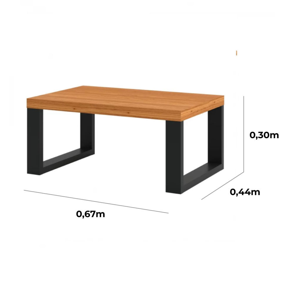 Mesa de Centro Retangular Industrial Freijó e Preto - Imagem 4
