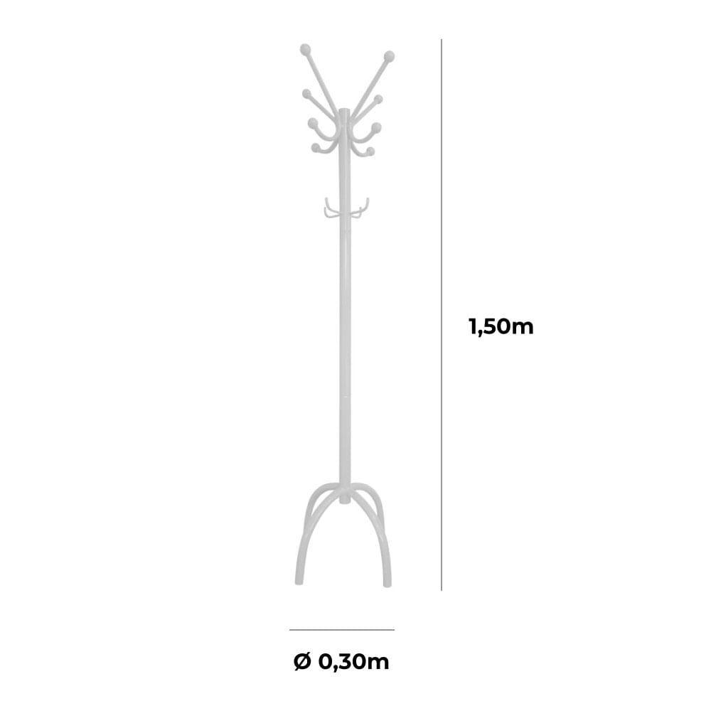 Cabideiro Mancebo de Chão Yang Branco - Imagem 3