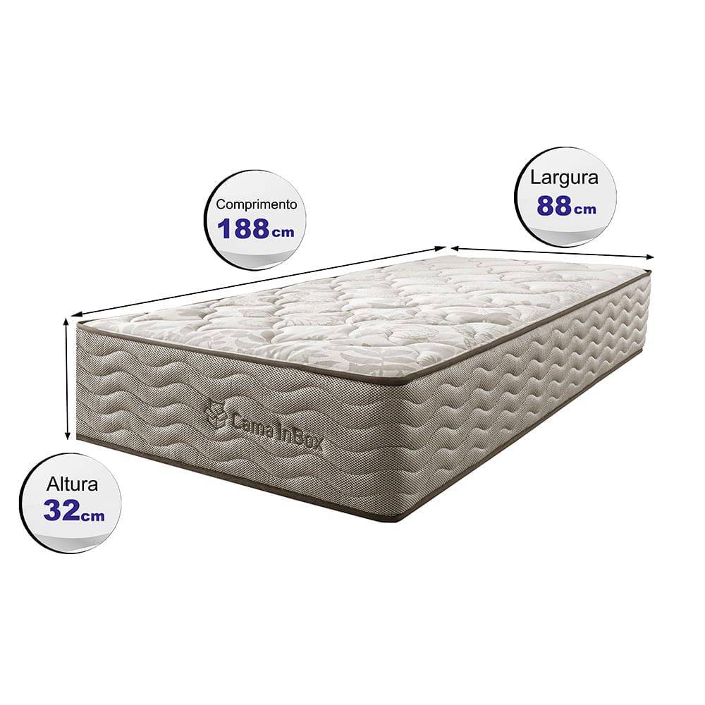 Colchão Solteiro Molas Ensacadas Euro 88x188x32 Cama inBox Ocean Bege - Imagem 2