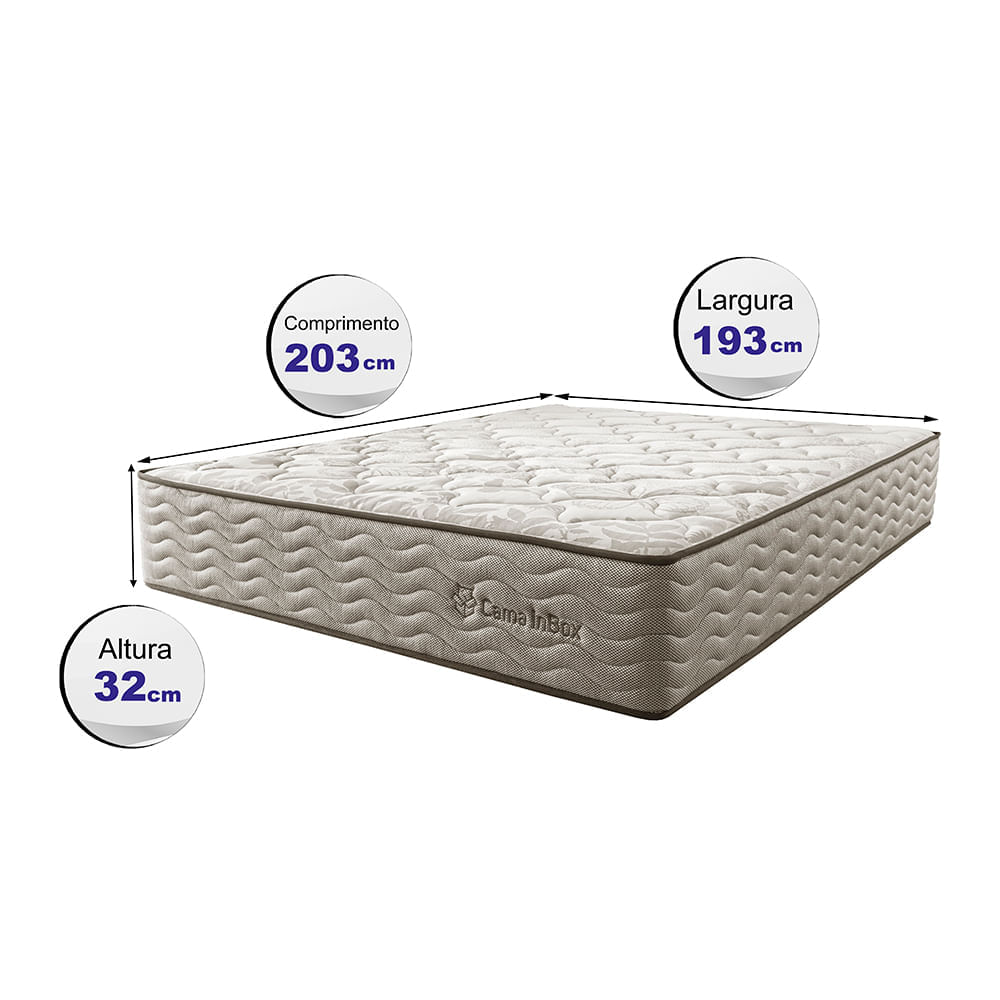 Colchão King Molas Ensacadas Euro 193x203x32 Cama inBox Ocean Bege - Imagem 2