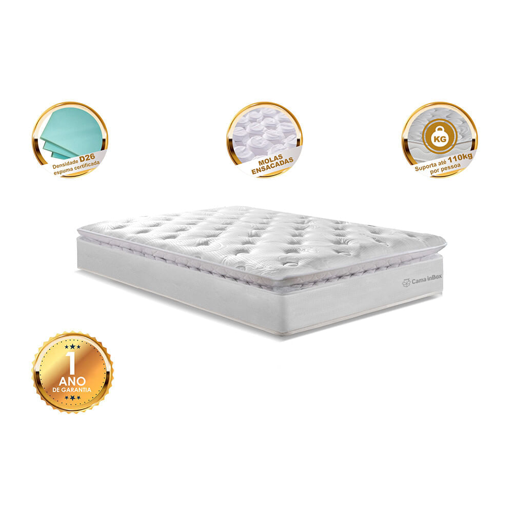 Colchão Solteiro Molas Ensacadas 88x188 Cama inBox Confort Snow - Imagem 3