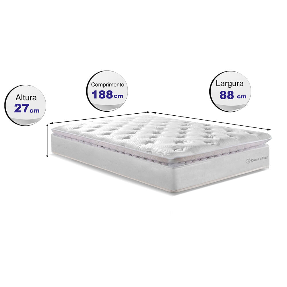 Colchão Solteiro Molas Ensacadas 88x188 Cama inBox Confort Snow - Imagem 2