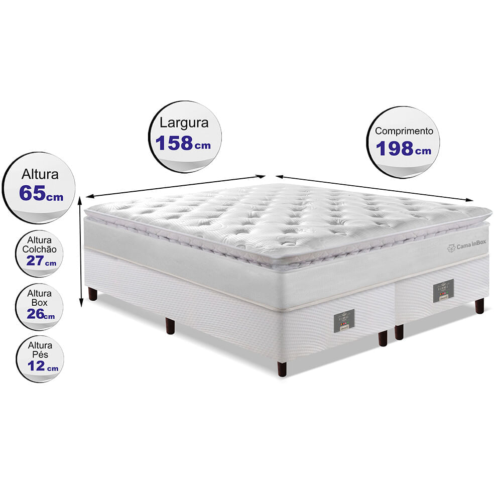 Cama Box Queen Colchão + Box 158x198 Molas Ensacadas Cama inBox Confort Snow - Imagem 2