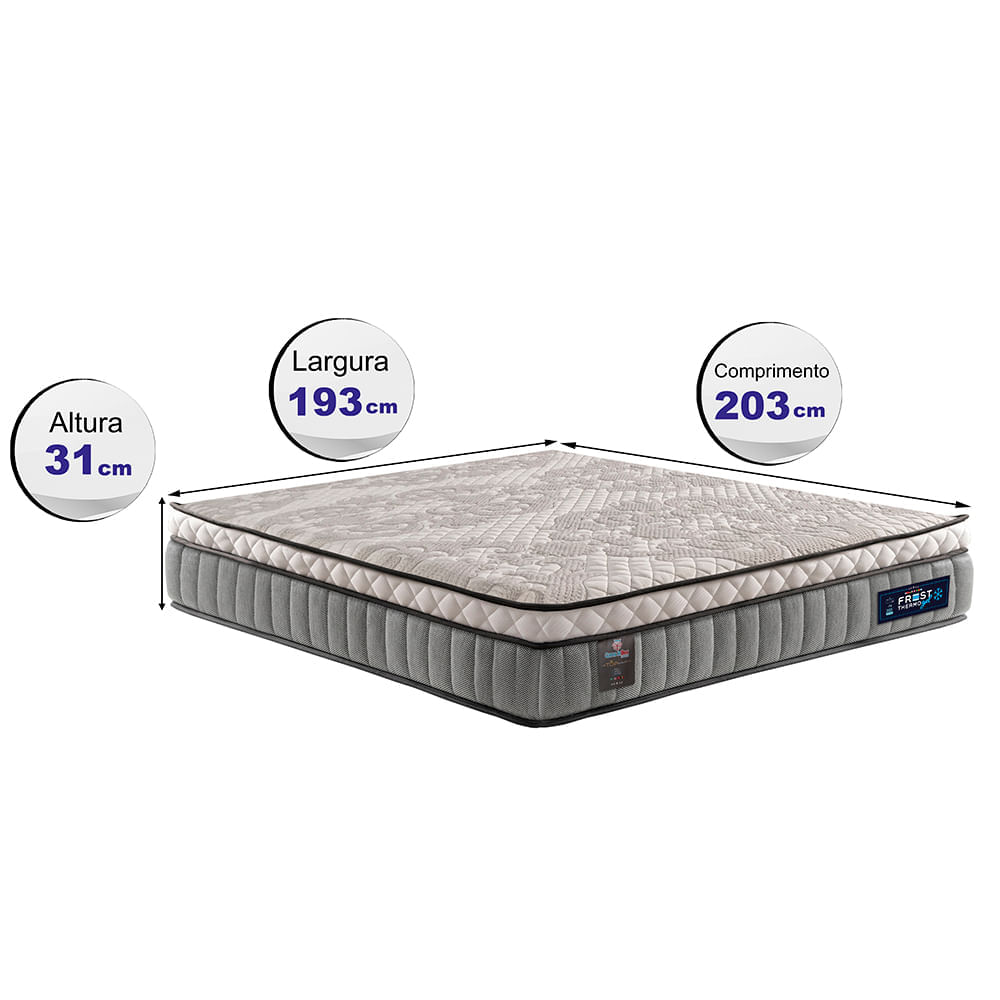 Colchão King Molas Ensacadas Euro Pillow 193x203x31 Cama inBox Frost ThermoGel - Imagem 2