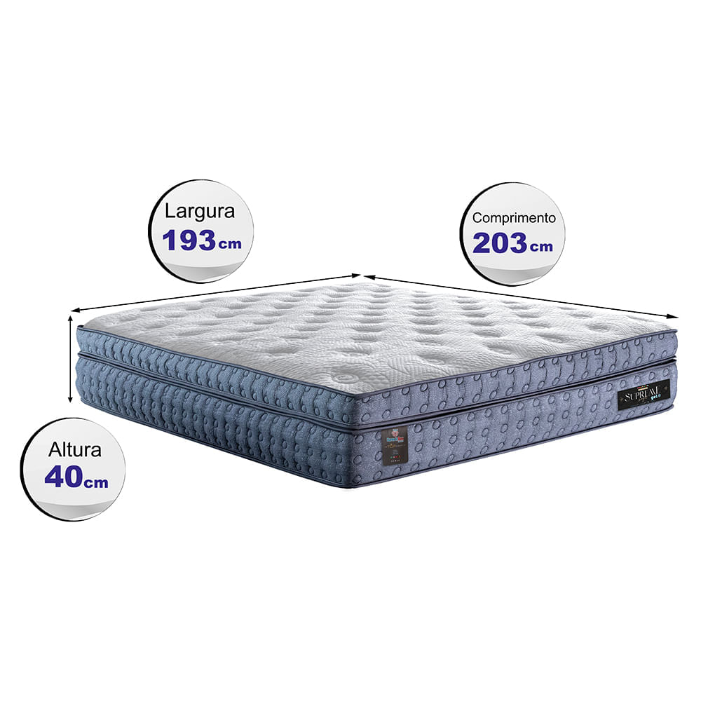 Colchão King Molas Ensacadas Euro Pillow 193x203x40 Cama inBox Supreme Confort Gel Living - Imagem 2