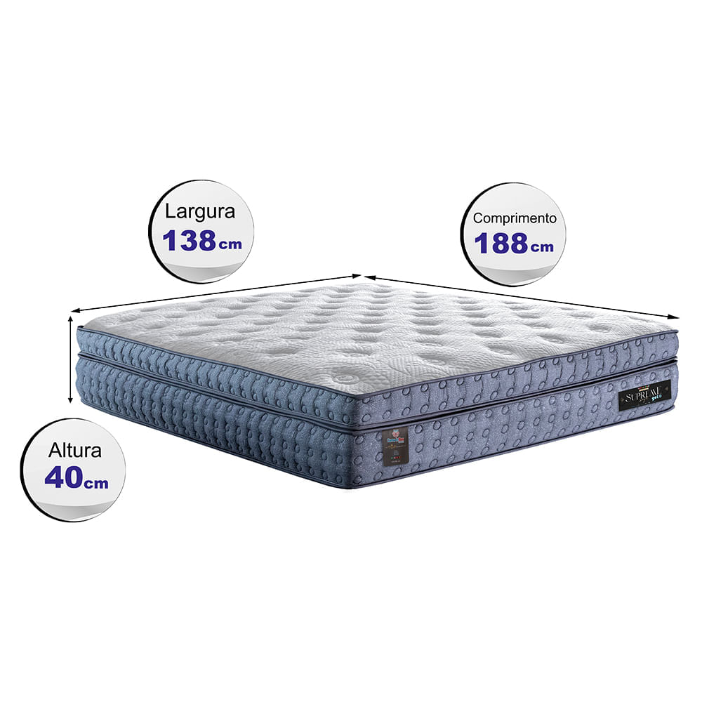 Colchão Casal Molas Ensacadas Euro Pillow 138x188x40 Cama inBox Supreme Confort Gel Living - Imagem 2
