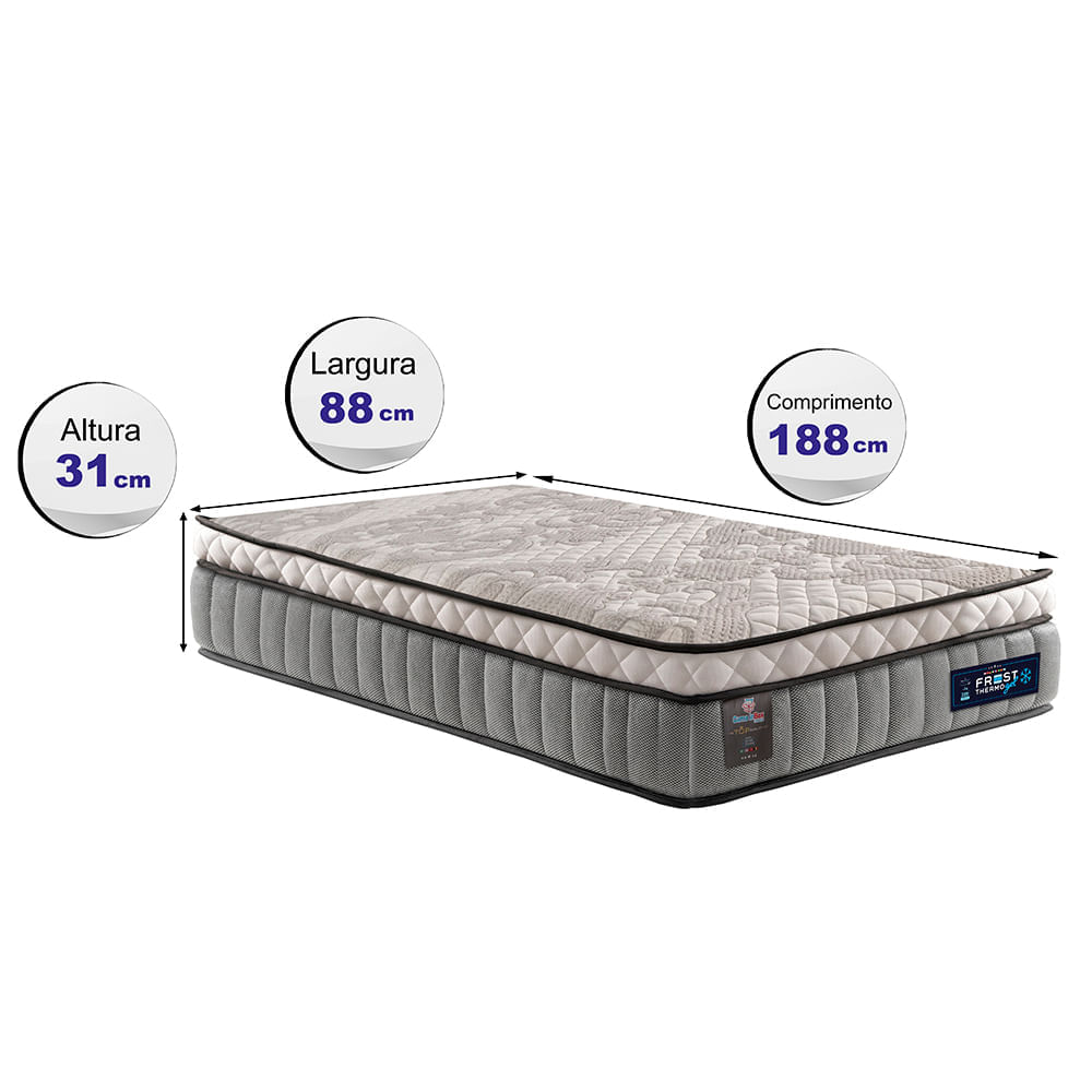 Colchão Solteiro Molas Ensacadas Euro Pillow 88x188x31 Cama inBox Frost ThermoGel - Imagem 2
