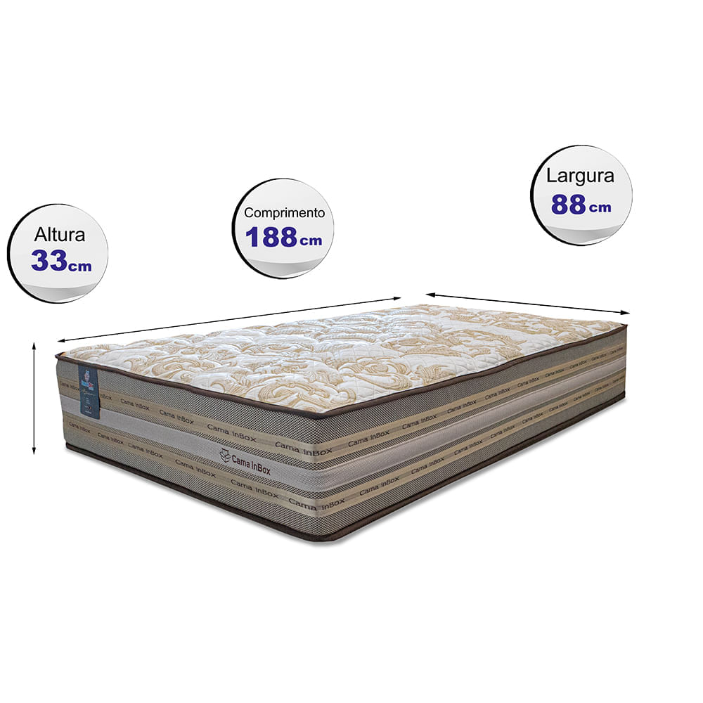 Colchão Solteiro Molas Ensacadas Pillow In 88x188x31 Cama inBox Duo Linem Bege - Imagem 2