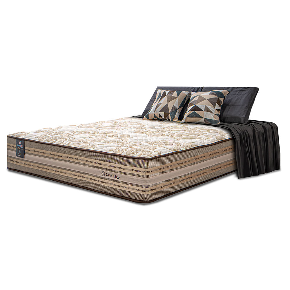 Colchão King Molas Ensacadas Pillow In 193x203x31 Cama inBox Duo Linem Bege