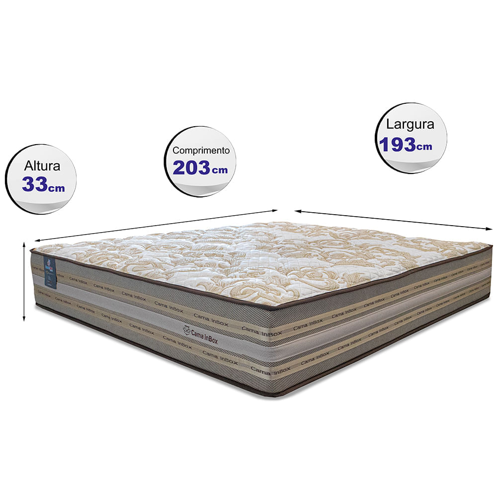 Colchão King Molas Ensacadas Pillow In 193x203x31 Cama inBox Duo Linem Bege - Imagem 2