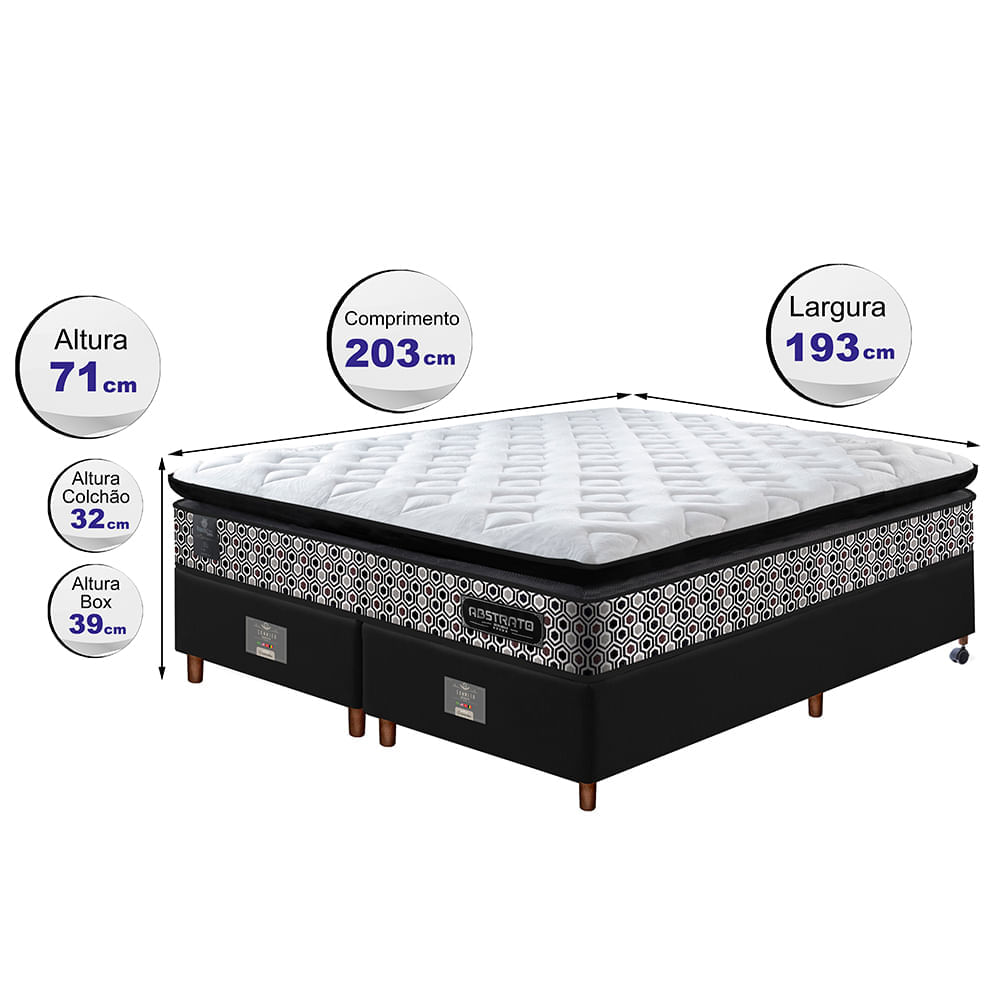 Cama Box King Colchão Pillow Top + Box 193x203x70 Molas Ensacadas Cama inBox Abstrato - Imagem 2