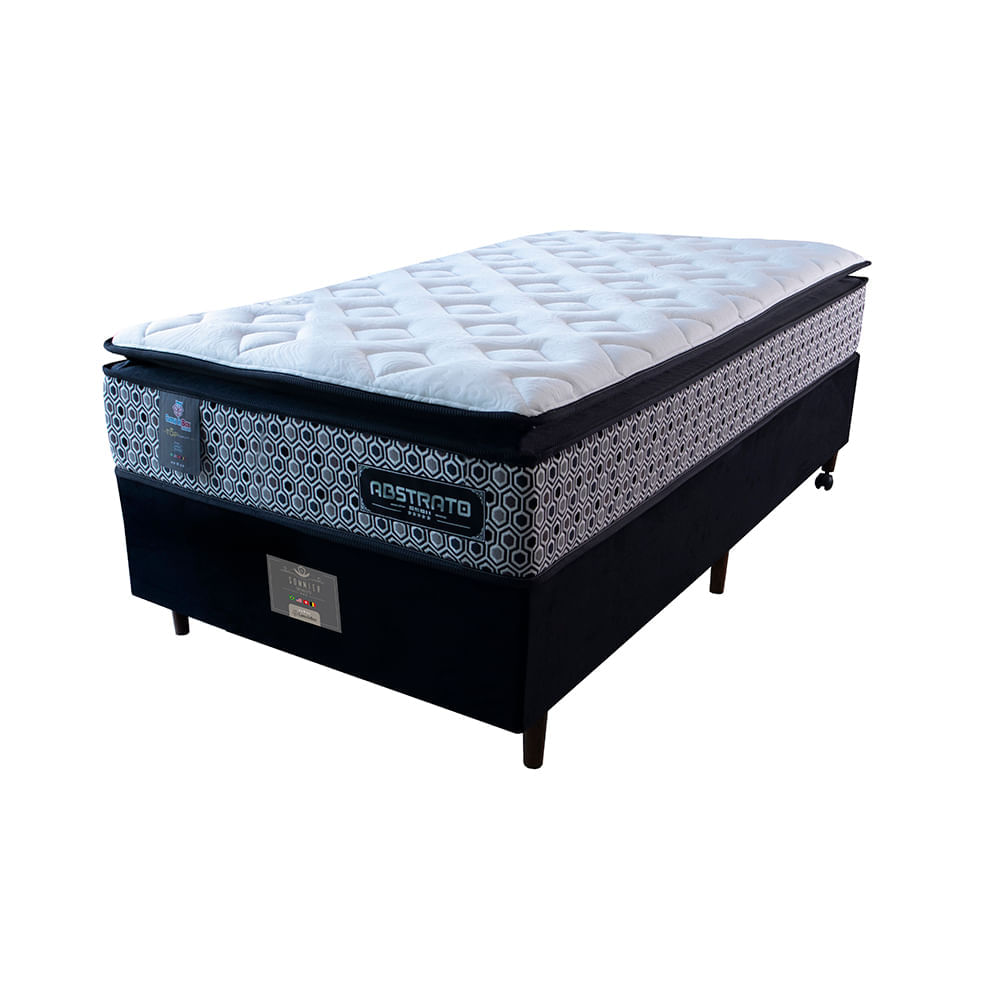Cama Box Solteiro Colchão Pillow Top + Box 88x188x70 Molas Ensacadas Cama inBox Abstrato - Imagem 5