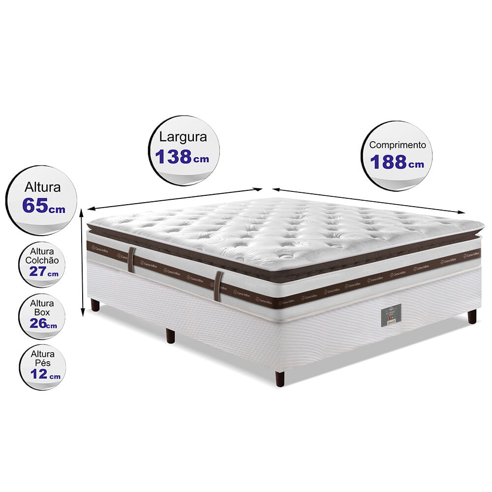 Cama Box Casal Colchão + Box 138x188 Molas Ensacadas Cama inBox Relax Pillow - Imagem 2