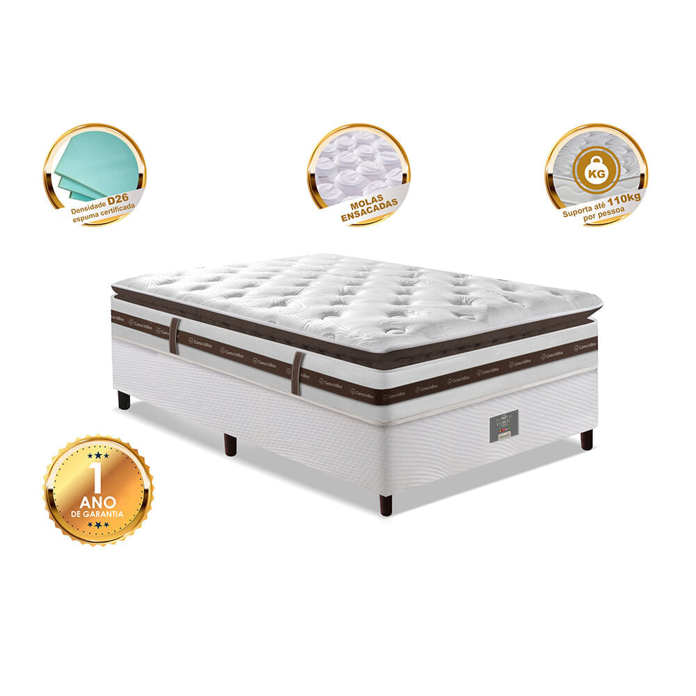 Cama Box Solteiro Colchão + Box 88x188 Molas Ensacadas Cama inBox Relax Pillow - Imagem 3