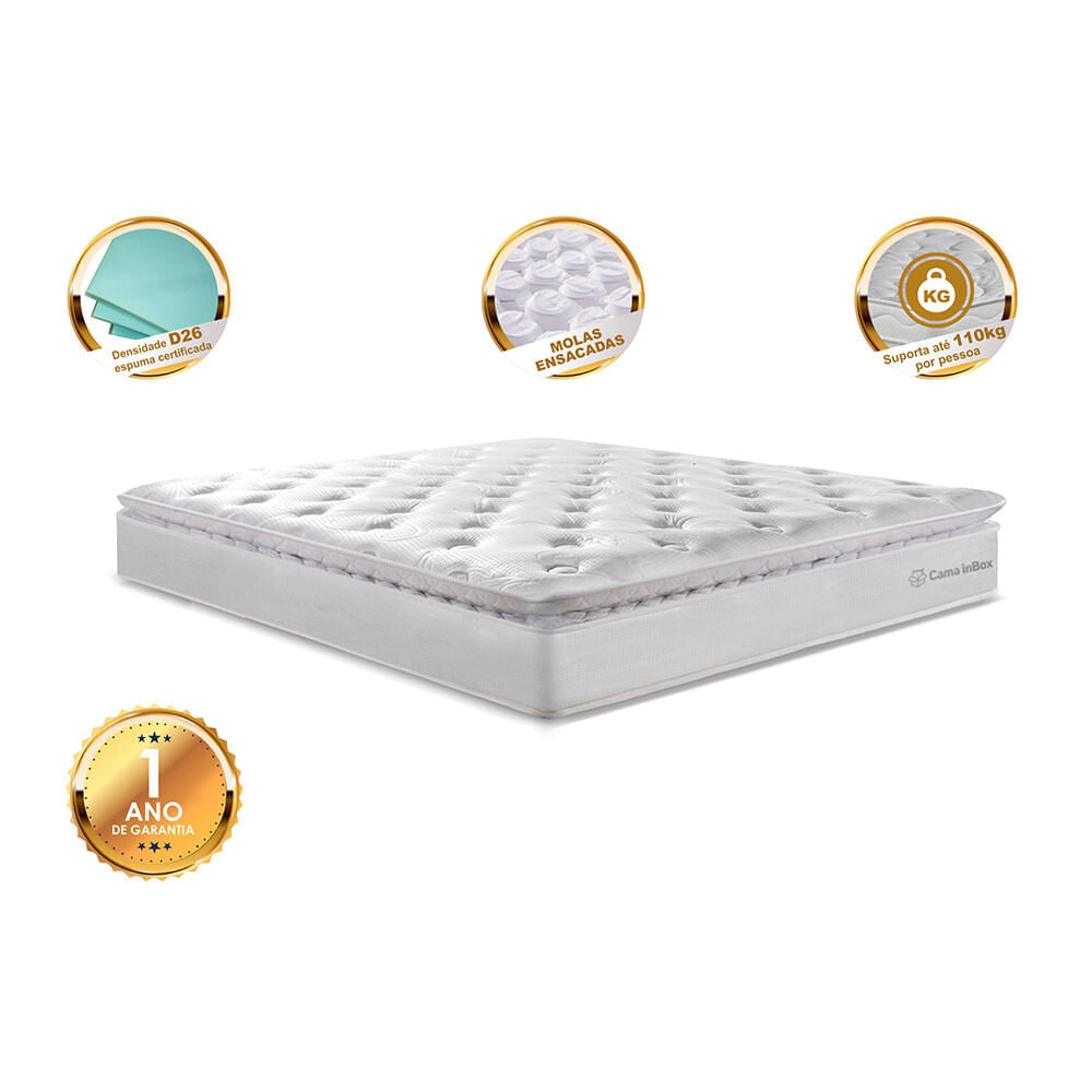 Colchão Casal Molas Ensacadas 138x188 Cama inBox Confort Snow - Imagem 3